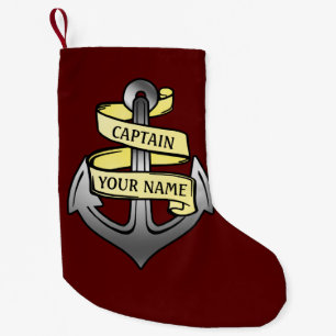 Petite Chaussette De Noël Capitaine de bateau personnalisable votre Ancre