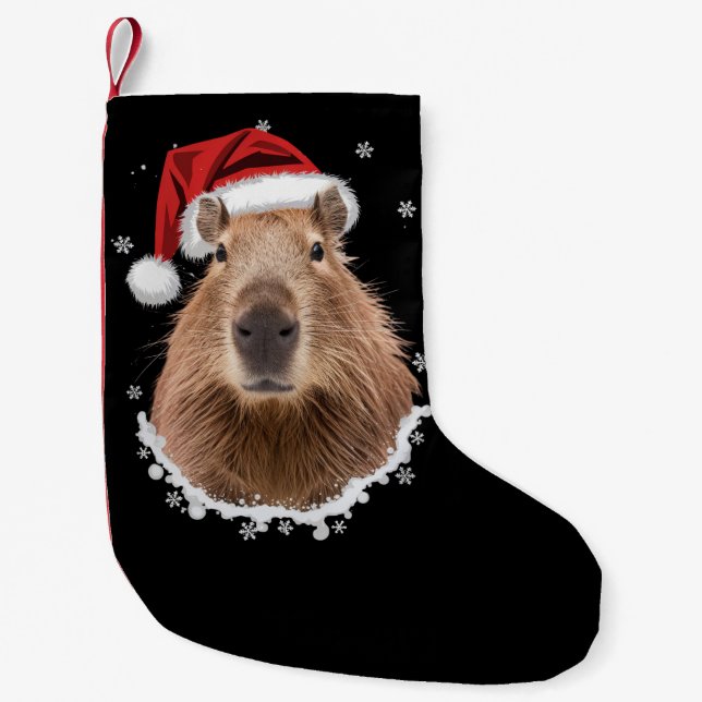 Petite Chaussette De Noël Capybara Noël drôle  (Devant)