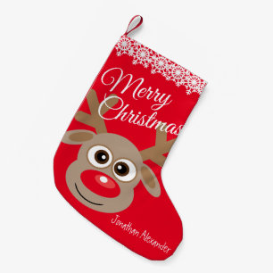 Petite Chaussette De Noël Caractère rouge de rennes de dessin de Noël Nom