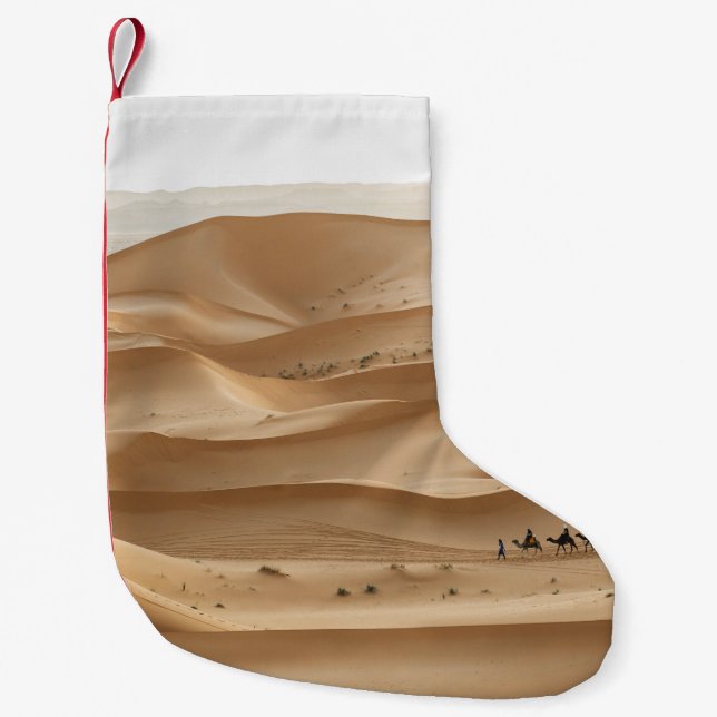 Petite Chaussette De Noël Caravane en chameau, coucher du soleil du Sahara,  (Devant)