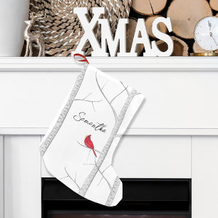 Petite Chaussette De Noël Cardinal de l'hiver rouge Noël personnalisé