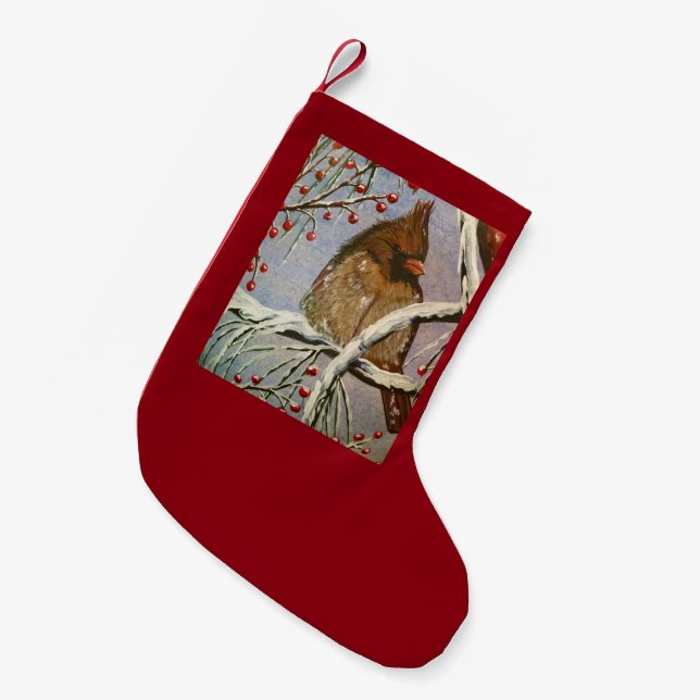 Petite Chaussette De Noël Cardinal Female Stocking (Devant (Accrochage))