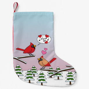 Petite Chaussette De Noël Cardinaux du Nord Rouge mignonne Amour Paysage hiv