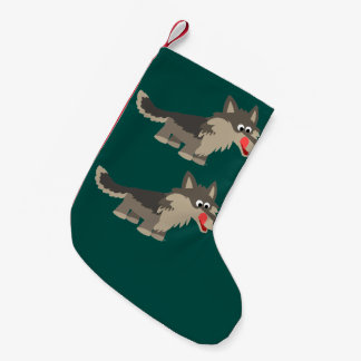 Petite Chaussette De Noël Caricature adorable Loup affamé Noël Stocker