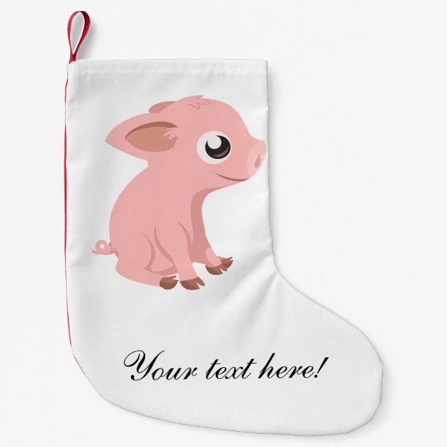 Petite Chaussette De Noël Caricature de cochon mignon (Devant)