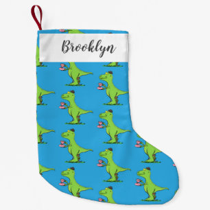 Petite Chaussette De Noël Caricature de dinosaure vert t rex