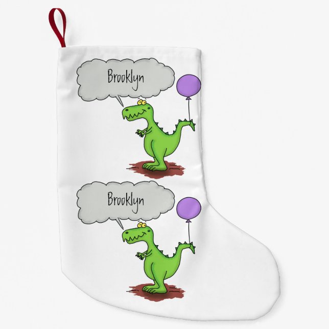 Petite Chaussette De Noël Caricature de dragon dragon drôle et vert respiran (Devant)