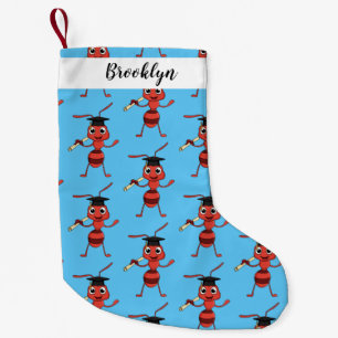 Petite Chaussette De Noël Caricature de fourmi rouge joyeux