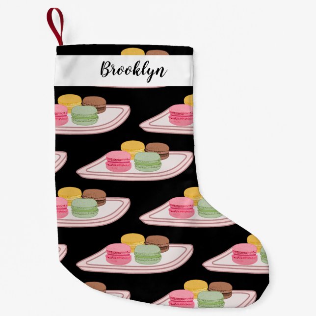 Petite Chaussette De Noël Caricature de Macaron (Devant)