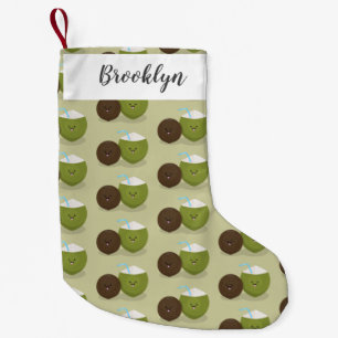 Petite Chaussette De Noël Caricature de noix de coco kawaii joyeux