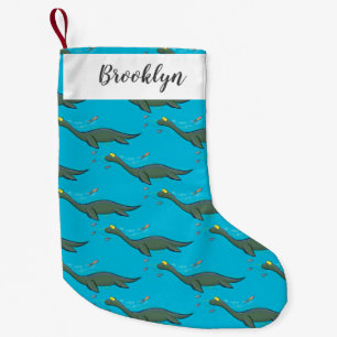 Petite Chaussette De Noël Caricature de plesiosaure, monstre marin mignon et