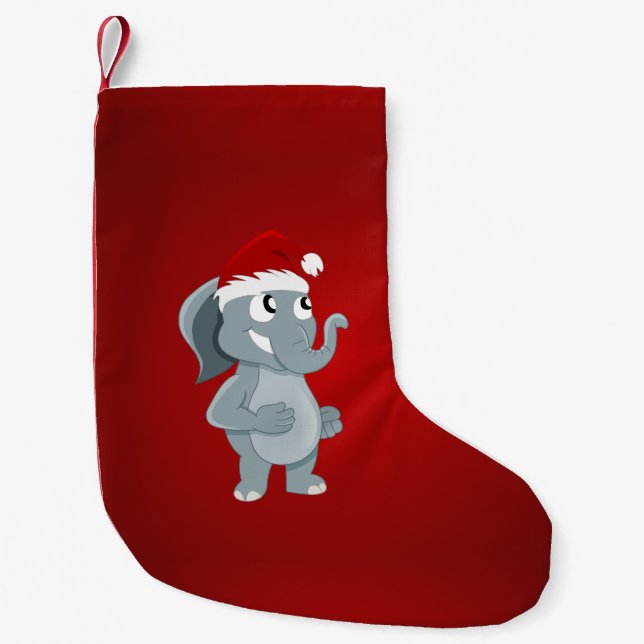 Petite Chaussette De Noël Caricature d'éléphant de Noël (Devant)