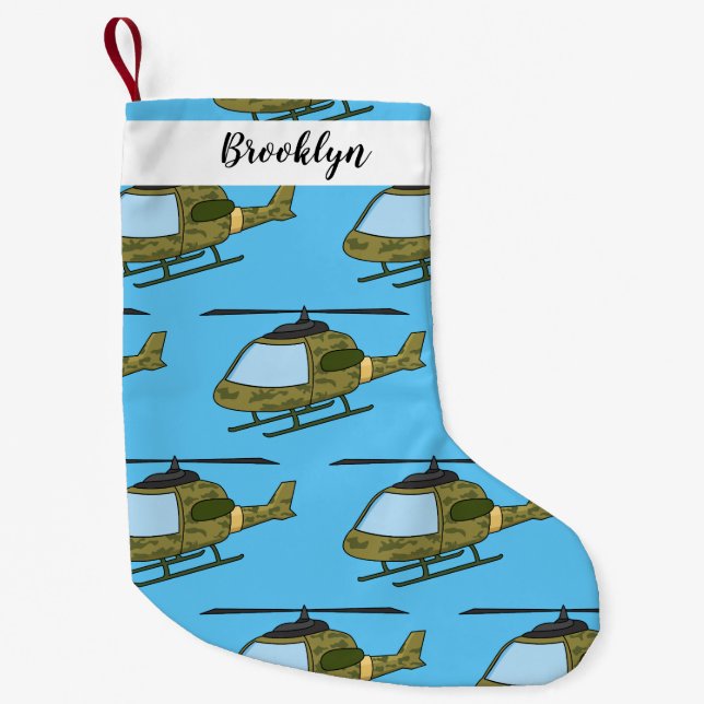 Petite Chaussette De Noël Caricature d'hélicoptère camoflage de l'armée (Devant)