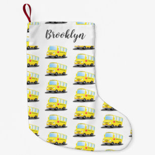 Petite Chaussette De Noël Caricature du bus scolaire jaune joyeux
