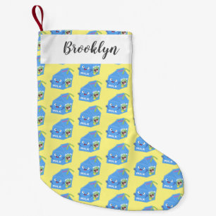 Petite Chaussette De Noël Caricature en carton de lait joyeux