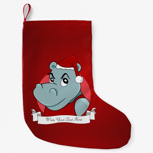 Petite Chaussette De Noël Caricature hippo de Noël (Devant)