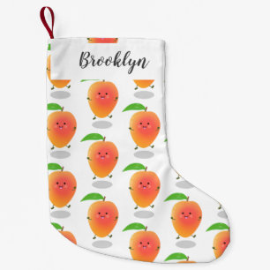 Petite Chaussette De Noël Caricature mignonne de mangue joyeuse