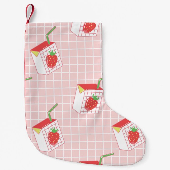 Petite Chaussette De Noël Caricatures de Lait de fraise : Motif (Devant)