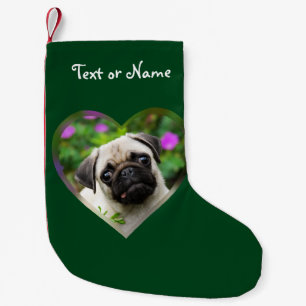 Petite Chaussette De Noël Carlin de couleur pâle Couleur Puppy Dog Face Pet