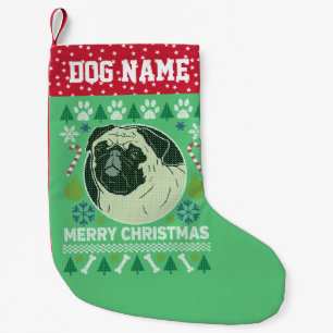 Petite Chaussette De Noël Carlin Dog brasse un vilain pull de Noël