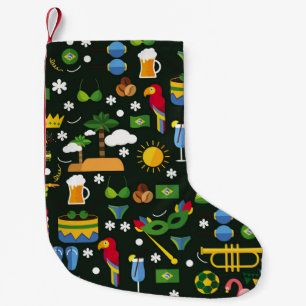 Petite Chaussette De Noël Carnaval brésilien, texture vintage plate.