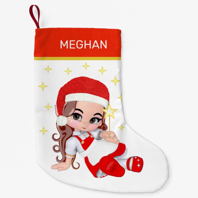 Petite Chaussette De Noël Carol Fairy Girl & Stars (Devant)