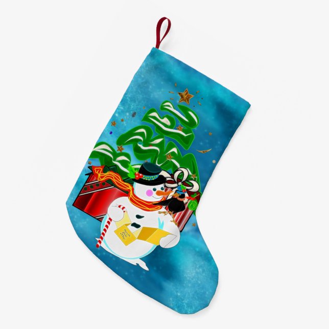 Petite Chaussette De Noël Caroling Snowman (Devant (Accrochage))