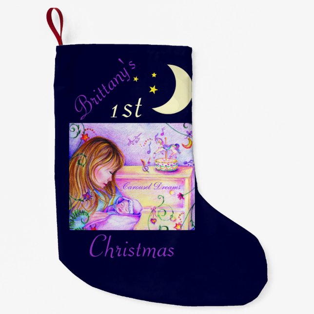 Petite Chaussette De Noël Carousel Dreams Midnight Blue Christmas Stocking (Devant)