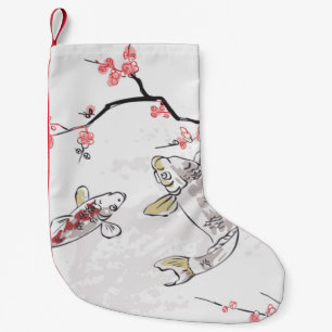 Petite Chaussette De Noël carpe koi poisson nature paysage vue croquis illus