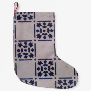 Petite Chaussette De Noël Carreau hollandais antique Delft bleu blanc