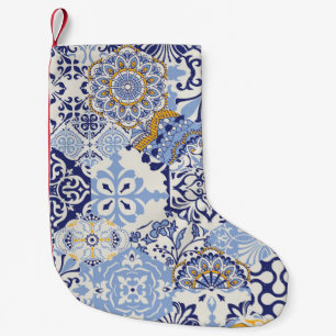 Petite Chaussette De Noël Carreaux azulejos colorés : motif dessiné à la mai