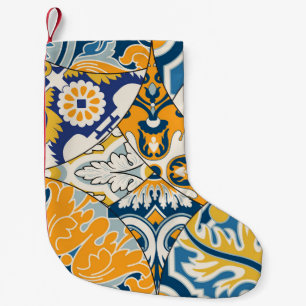 Petite Chaussette De Noël Carreaux azulejos Patchwork Fond d'écran Vintage