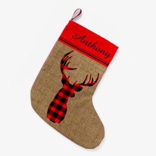 Petite Chaussette De Noël Carreaux de cerf rustiques