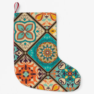 Petite Chaussette De Noël Carrelage en patchwork coloré : Motifs islamiques.