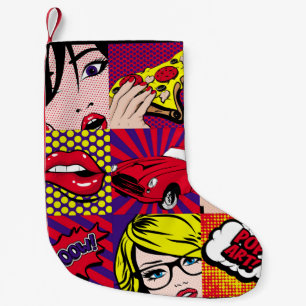 Petite Chaussette De Noël Carte d'art pop Illustration, art, bande dessinée,
