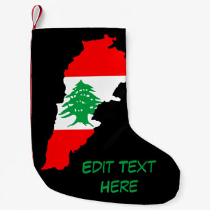 Petite Chaussette De Noël Carte du Liban avec drapeau