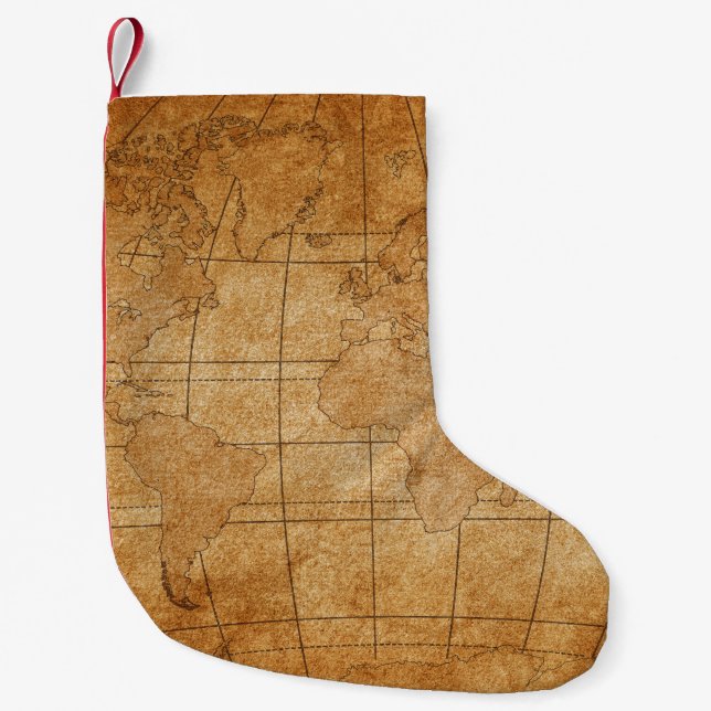 Petite Chaussette De Noël carte du monde (Devant)