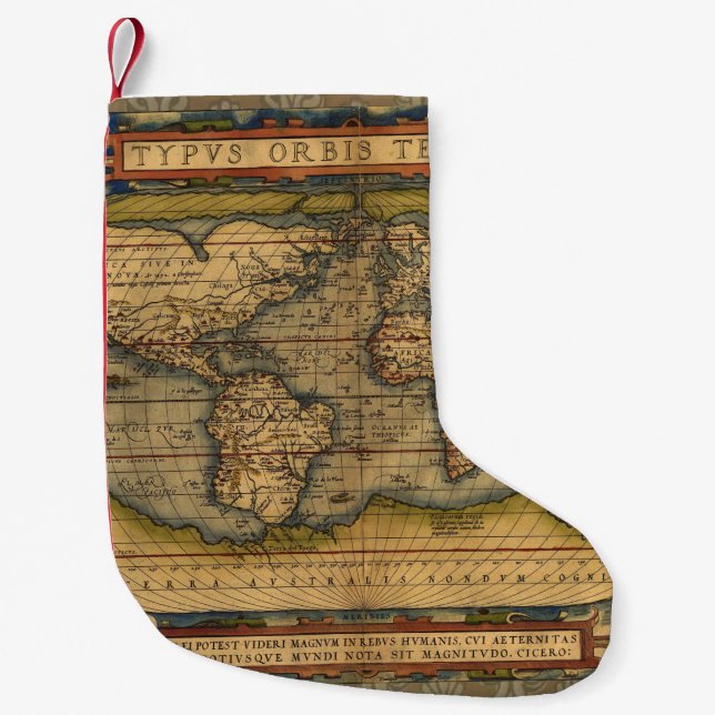 Petite Chaussette De Noël Carte du monde Antique Ortelius Europe Voyage (Devant)