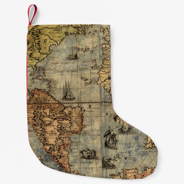 Petite Chaussette De Noël Carte du monde Forlani Antiquev 1565 Renaissance (Devant)