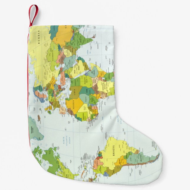 Petite Chaussette De Noël Carte mondiale Globe Pays Atlas (Devant)