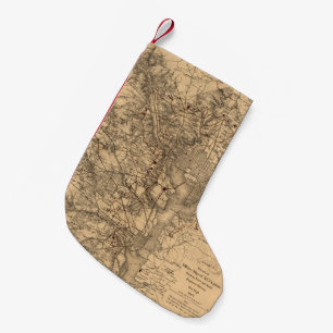 Petite Chaussette De Noël Carte vintage de la région de Washington DC (1865)