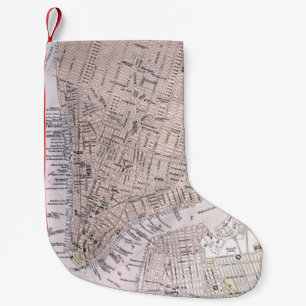 Petite Chaussette De Noël Carte vintage de New York City (1884)