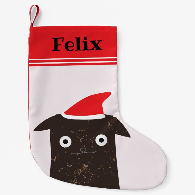 Petite Chaussette De Noël Carton de chat de Noël - Personnalisé (Devant)
