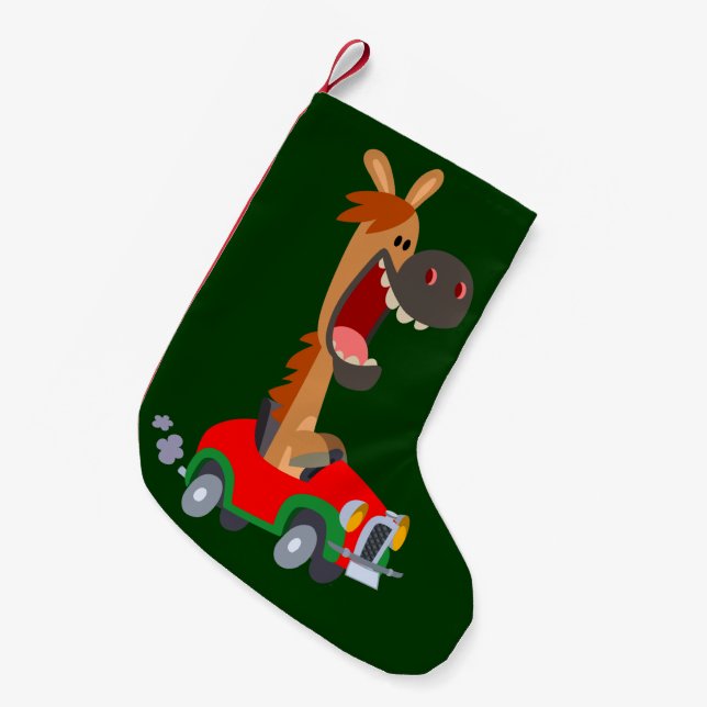 Petite Chaussette De Noël Cartoon Motorisé Cute Horse Noël Stocking (Devant (Accrochage))