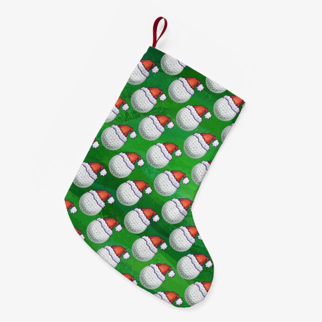 Petite Chaussette De Noël Casquettes de Noël de boule de golf sur le vert (Devant (Accrochage))