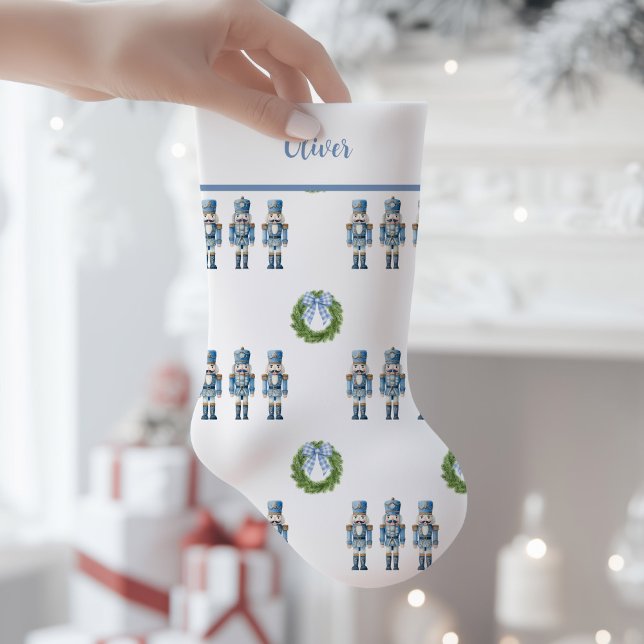 Petite Chaussette De Noël Casse-Noisette Bleu Nostalgique  (Blue Nutcracker Christmas Stocking)