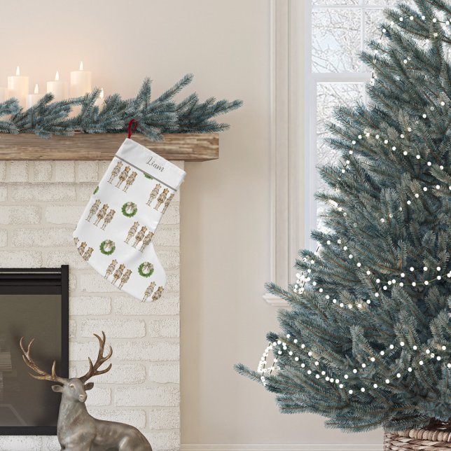 Petite Chaussette De Noël Casse-Noisette Doré Nostalgique  (Gold Nutcracker Christmas Stocking)