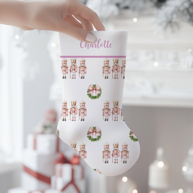 Petite Chaussette De Noël Casse-Noisette Rose Nostalgique  (Pink Nutcracker Christmas Stocking)