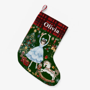 Petite Chaussette De Noël Casse-Noisette Soldat Ballet Clara Rouge En vichy