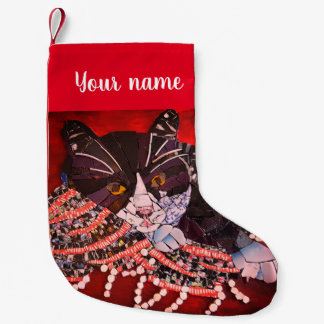 Petite Chaussette De Noël Cat Noir et Blanc Stocker Noël